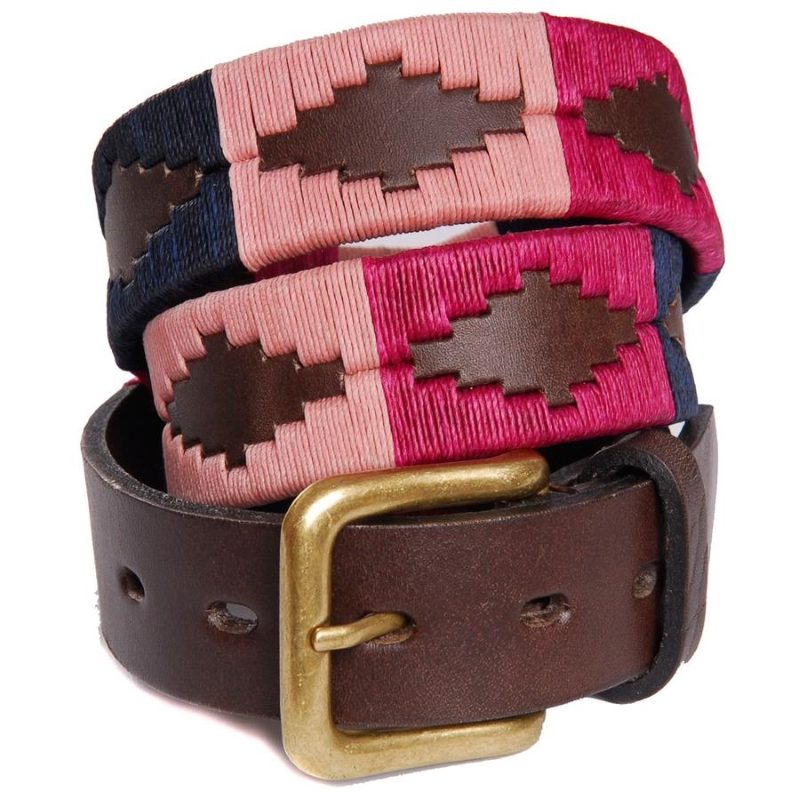 PampaBerryNavyPink Pampa Leather Polo Belts - Berry/Navy/Pink