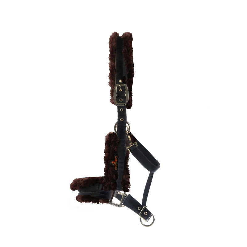 Kentucky Horsewear Nylon Sheepskin Headcollar Brown