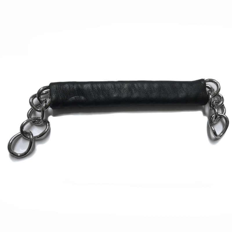 Soft Padded Leather Curb Chain Black