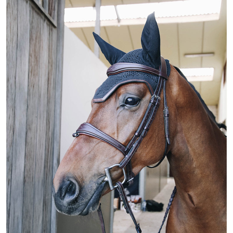 Leather Fly Veil Black Kentucky Horsewear Wellington Horse Fly Veil Leather