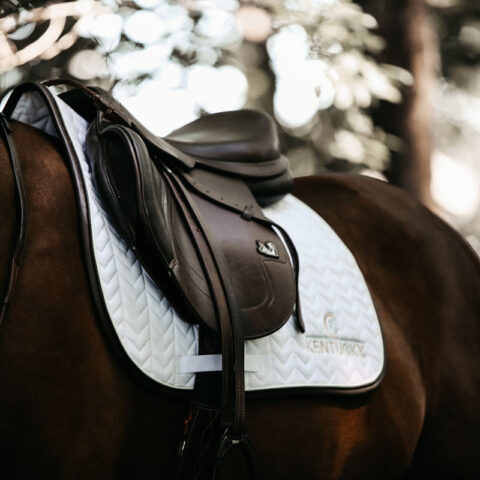 Fishbone Leather Jumping Saddle Pad White Side