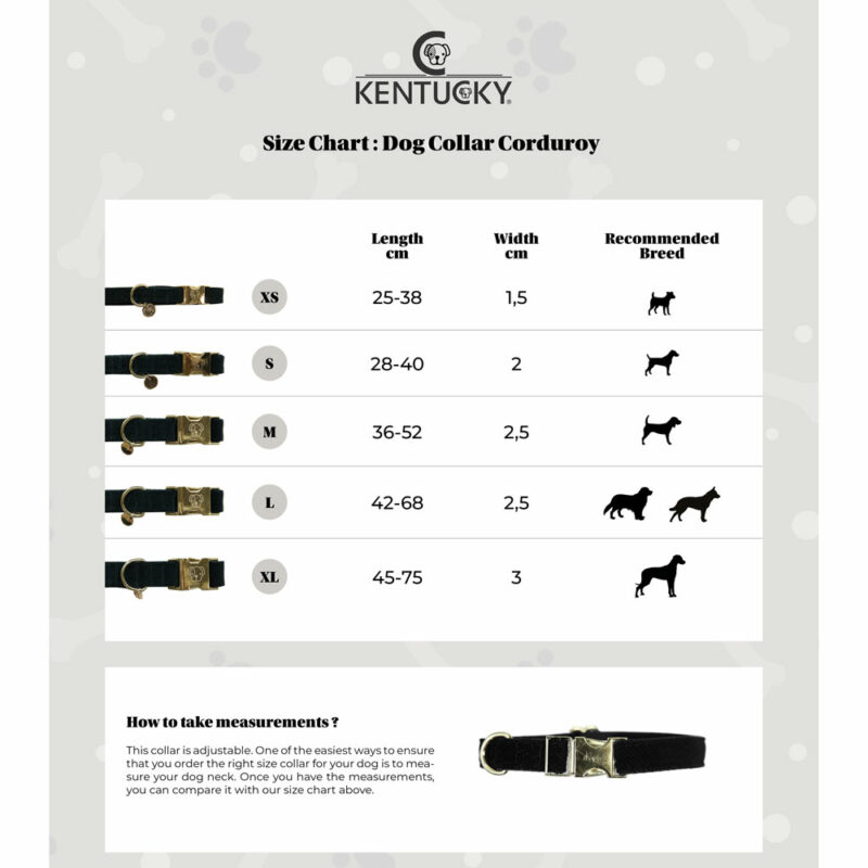 Kentucky Dogwear Corduroy Dog Collar Size Chart Kentucky Dogwear Corduroy Dog Collar