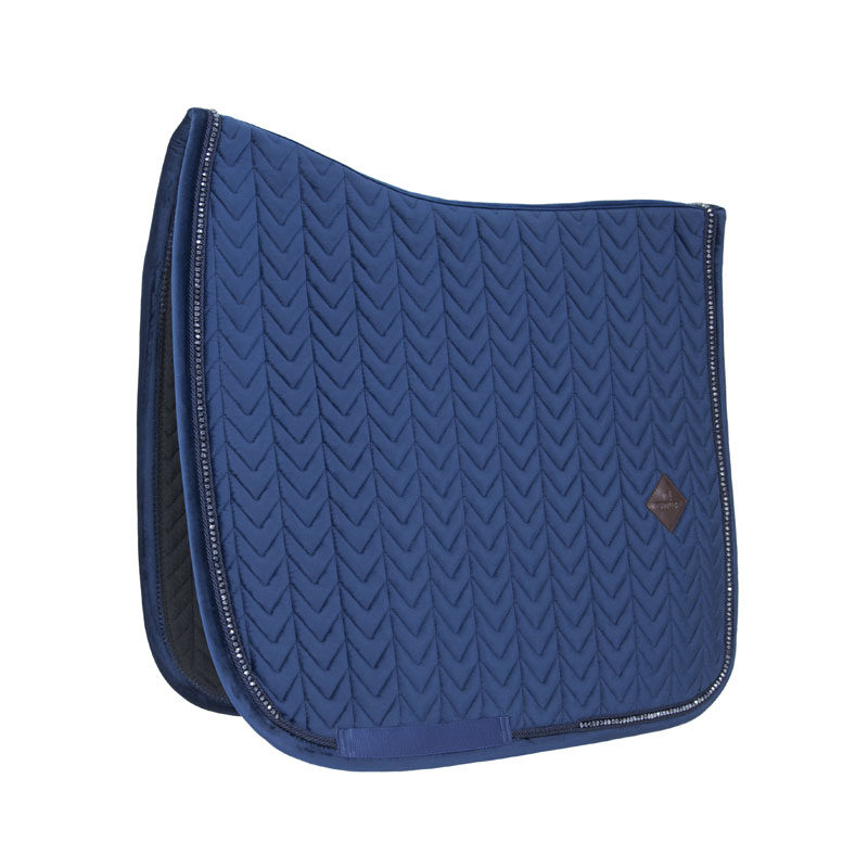 Velvet Saddle Pad Pearls Dressage Navy