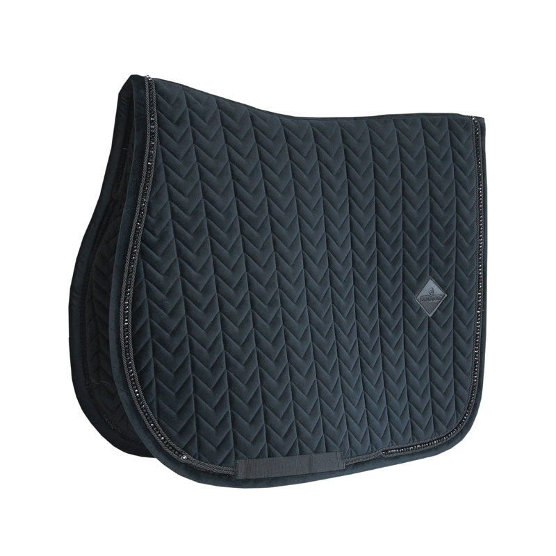 Velvet Saddle Pad Pearls Show Jumping Black