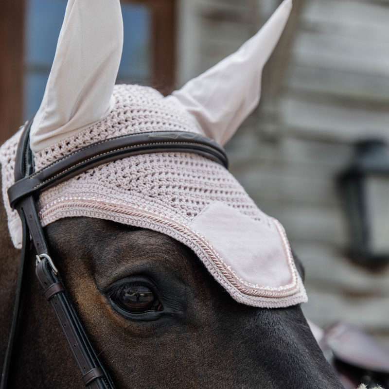 Kentucky Horsewear Velvet Fly Veil Pearls Light Pink 1 Wellington Fly Veil Velvet Pearls