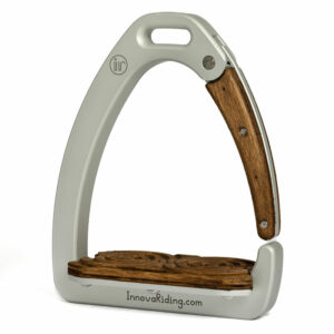 Tech Innova Riding Aria Safety Stirrups Silver Dark Wood