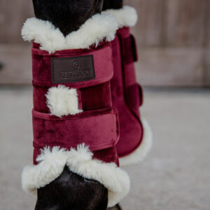 Kentucky Horsewear Velvet Contrast Brushing Boots - Bordeaux