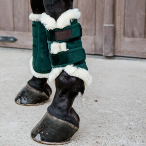 Kentucky Horsewear Velvet Contrast Brushing Boots - Pine Green 1