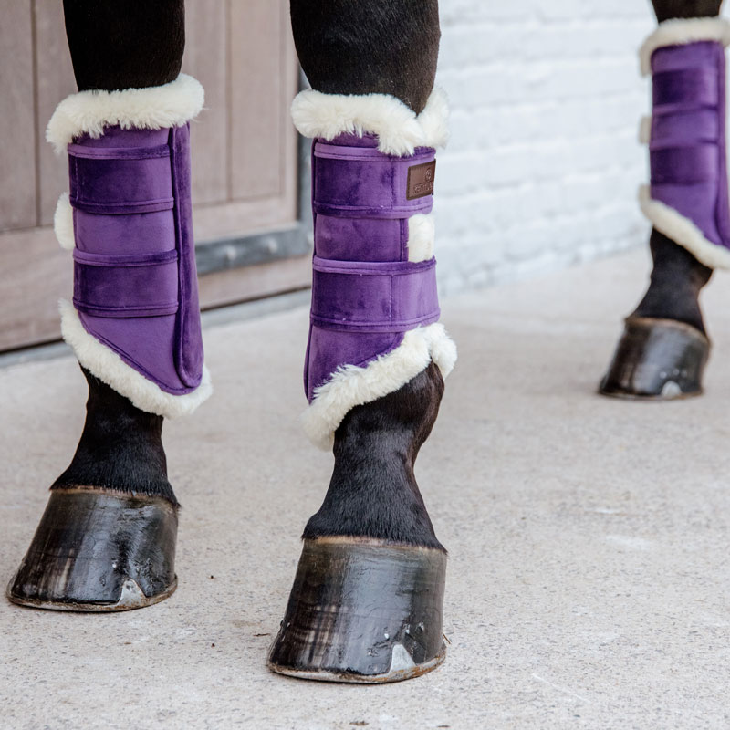 Kentucky Horsewear Velvet Contrast Brushing Boots - Purple