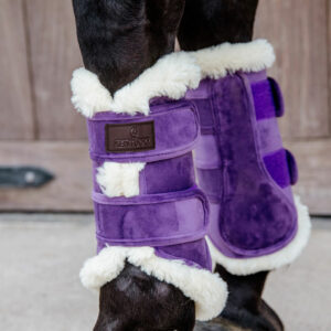 Kentucky Horsewear Velvet Contrast Brushing Boots - Purple