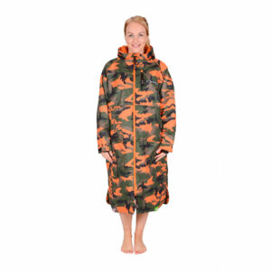 Charlie Mcleod Ladies Changing Robe Orange Camo Front