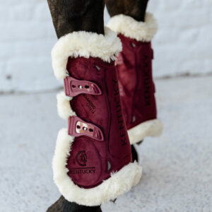 Vegan Sheepskin Tendon Boots Bamboo Elastic Velvet Bordeaux 2