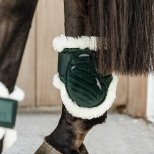 Vegan Sheepskin Young Horse Fetlock Boots Velvet Dark Green 1