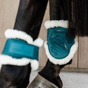 Vegan Sheepskin Young Horse Fetlock Boots Velvet Emerald