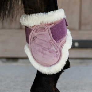 Vegan Sheepskin Young Horse Fetlock Boots Velvet Old Rose 1