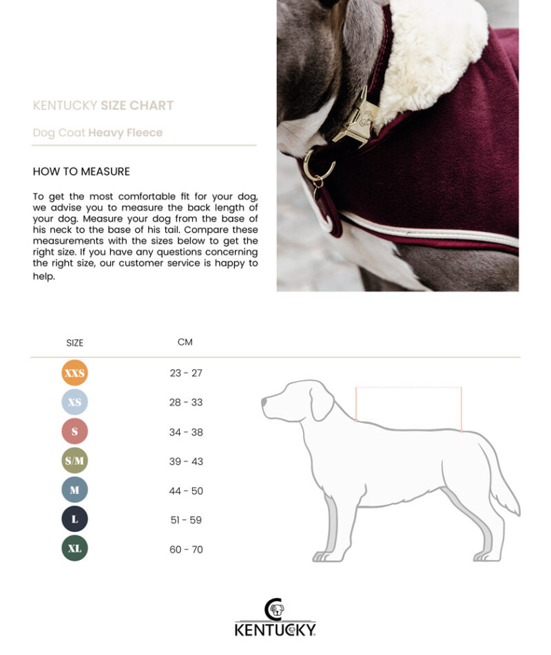 Dog Coat Heavy Fleece Size Chart