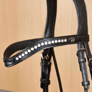 New English Half Swarovski V-Shaped Browband Black