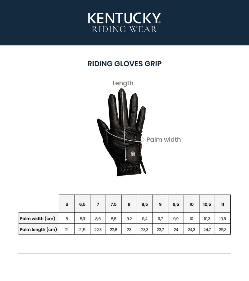 Kentucky Ridingwear Grip Gloves 8 Size Chart Riding Gloves Grip